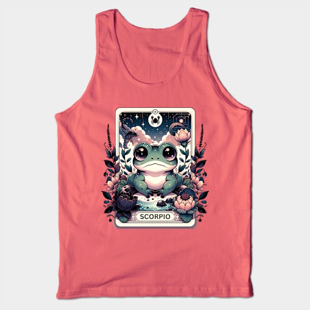 Scorpio Zodiac Cottagecore Frog Tarot Card Birthday Kawaii Tank Top by Lavender Celeste